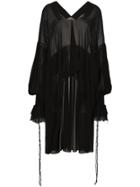 Saint Laurent Silk Blouse With Asymmetric Hem - Black