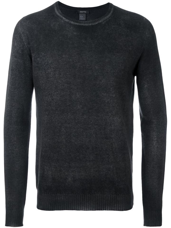 Avant Toi Ribbed Round Neck Jumper, Men's, Size: Large, Black, Cashmere