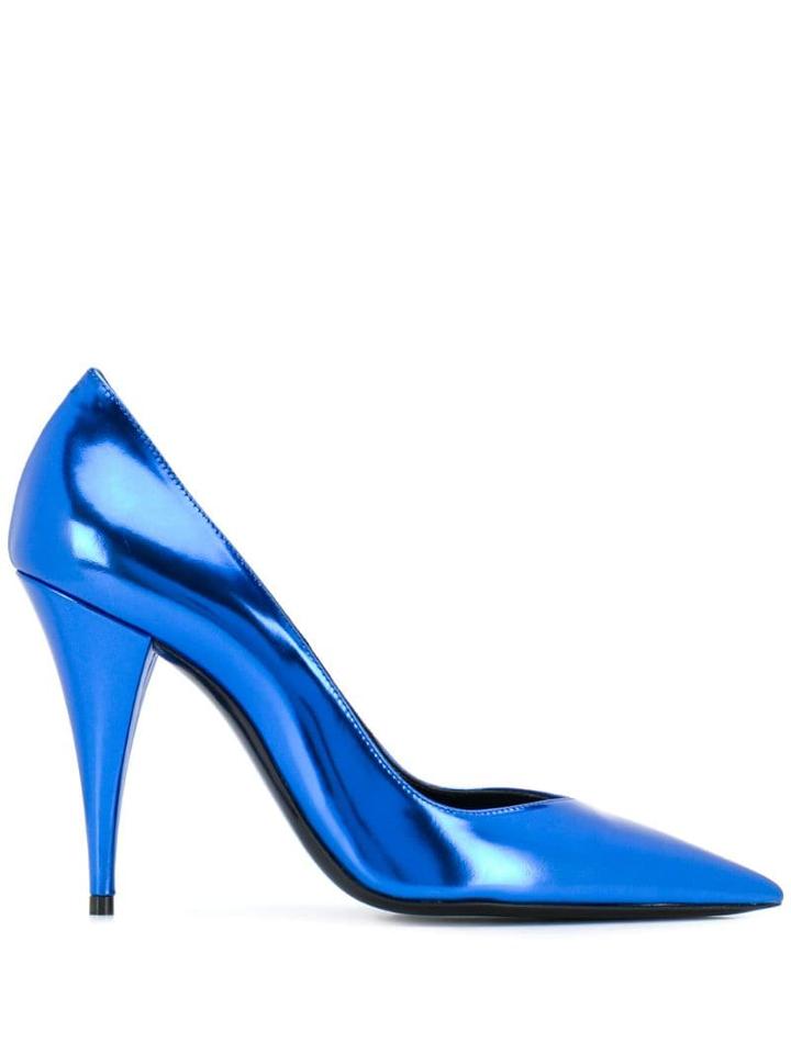 Saint Laurent Metallic Kiki Pumps - Blue