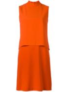 Akris Punto Layered Midi Dress, Women's, Size: 34, Red, Viscose/acetate