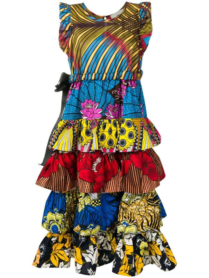 5 Progress Printed Tiered Dress - Yellow