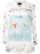 Giorgio Armani Floral Print Blouse, Women's, Size: 46, White, Silk