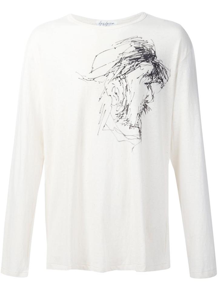 Yohji Yamamoto Drawing Print Sweatshirt, Men's, Size: 3, Red, Cotton