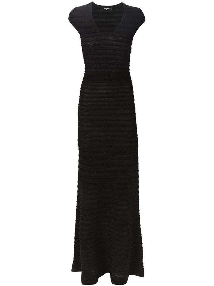 Dsquared2 Ribbed Dress, Women's, Size: Small, Black, Cotton/polyamide/polyester/viscose