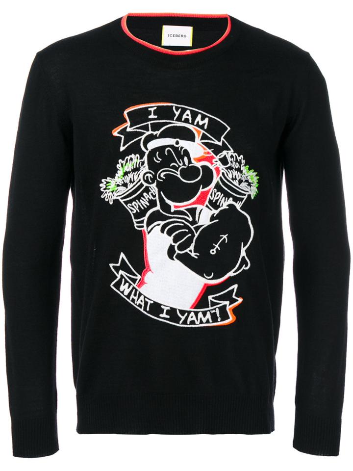 Iceberg Embroidered Patch Sweatshirt - Black