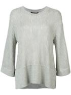 Derek Lam - Ribbed Shift Knitted Blouse - Women - Silk/cashmere - S, Grey, Silk/cashmere