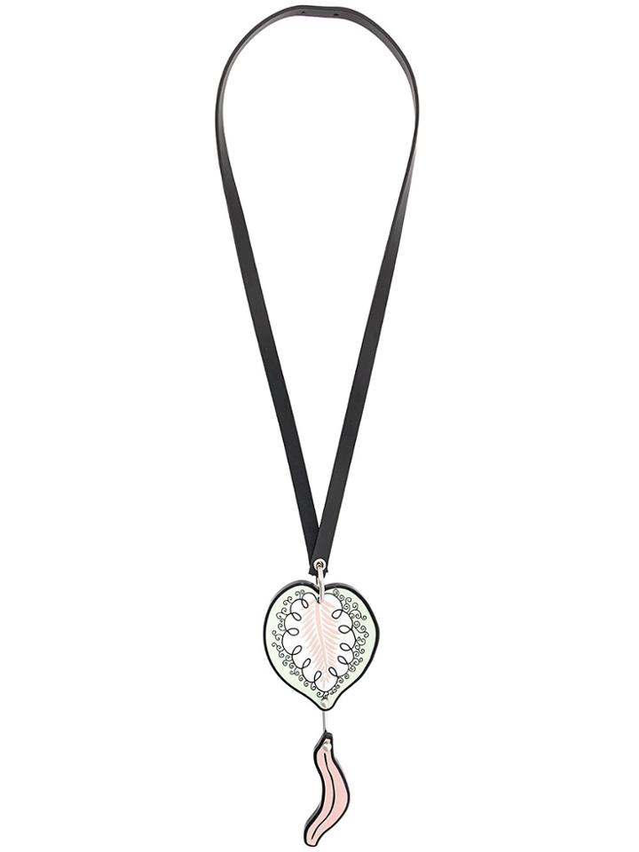 Marni Leaf Pendant Necklace - Black