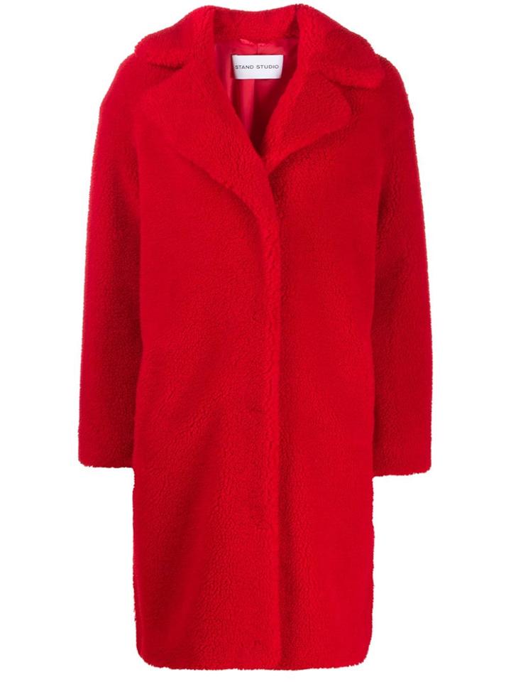 Stand Studio Concealed Fastened Coat - Red