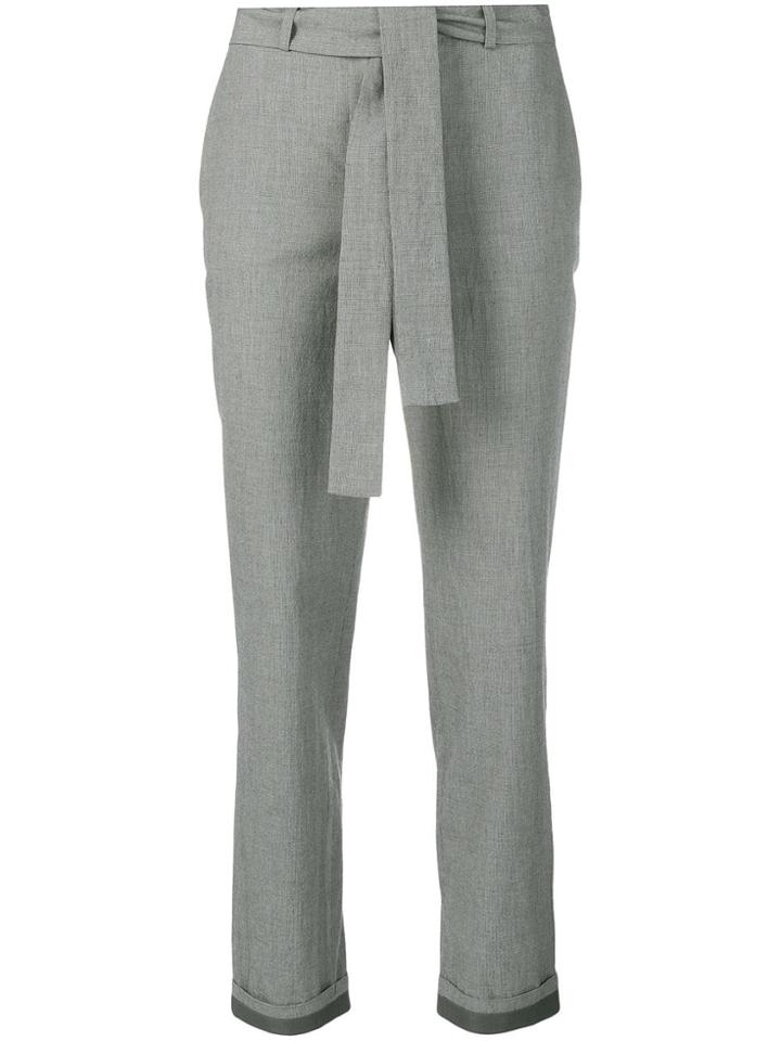 Fabiana Filippi Slim Belted Houndstooth Trousers - Grey