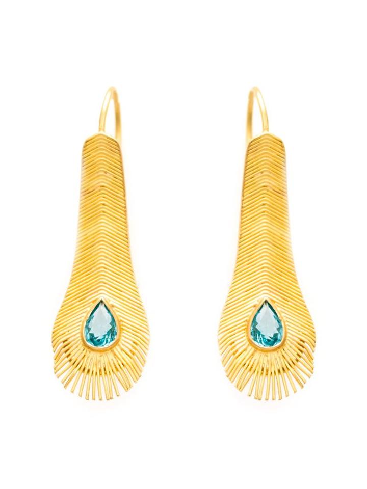 Marie Helene De Taillac Peacock Feather Earrings