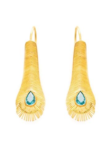 Marie Helene De Taillac Peacock Feather Earrings