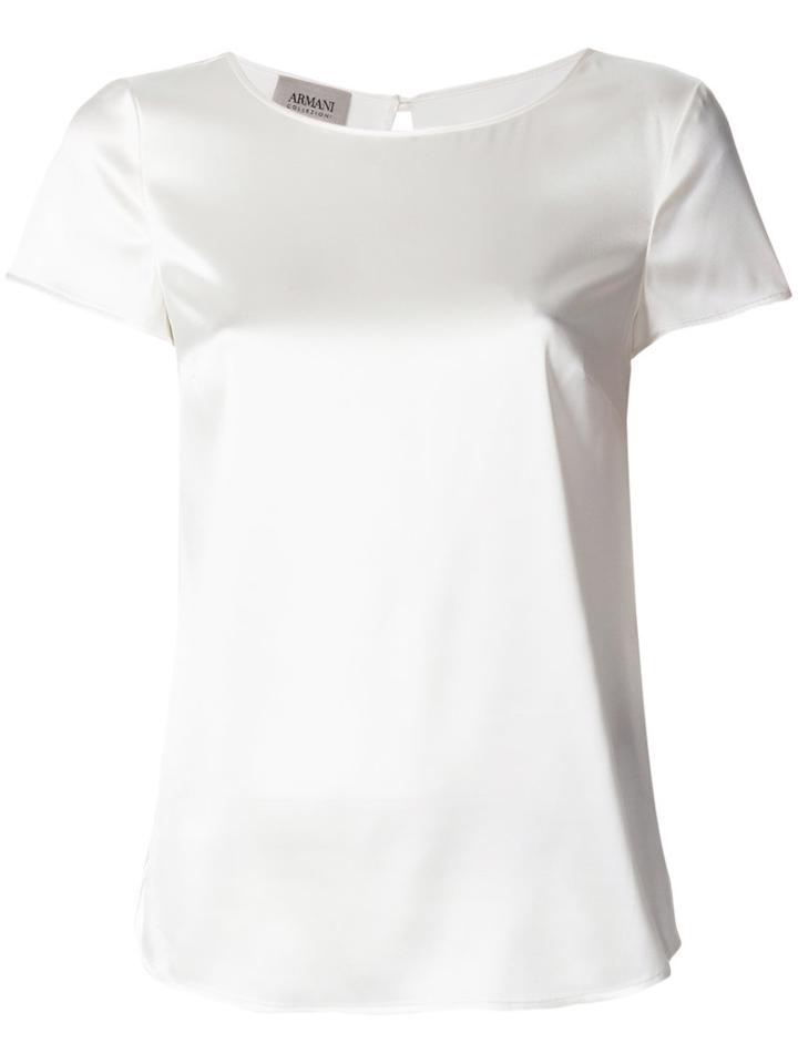 Armani Collezioni - Silk Blouse - Women - Silk/spandex/elastane - 44, White, Silk/spandex/elastane
