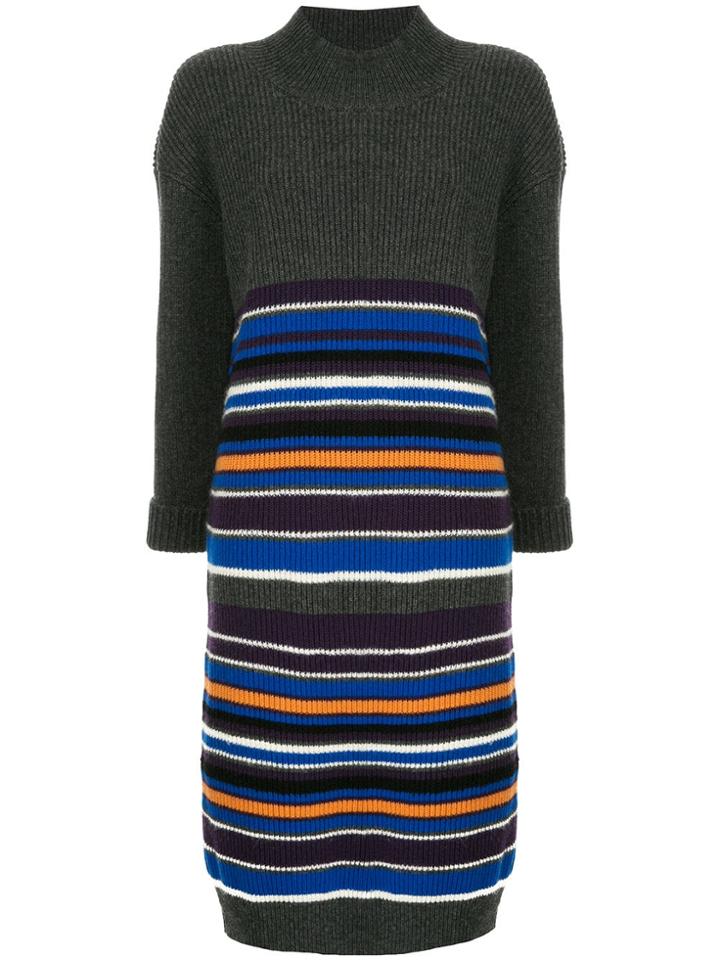 Coohem Striped Sweater Dress - Grey