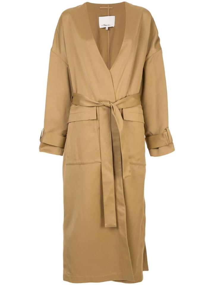 3.1 Phillip Lim Long Sateen Overcoat - Green