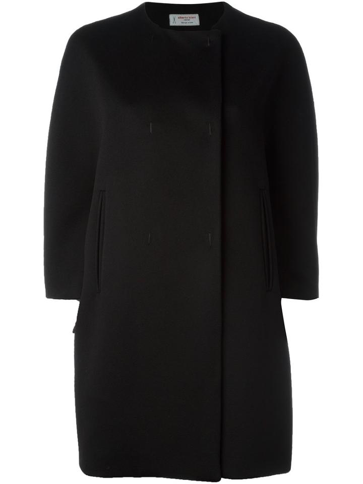 Alberto Biani Boxy Overcoat, Women's, Size: 44, Black, Virgin Wool/viscose