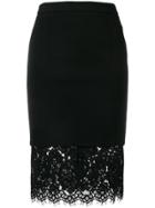 Twin-set Fitted Floral Lace Skirt - Black