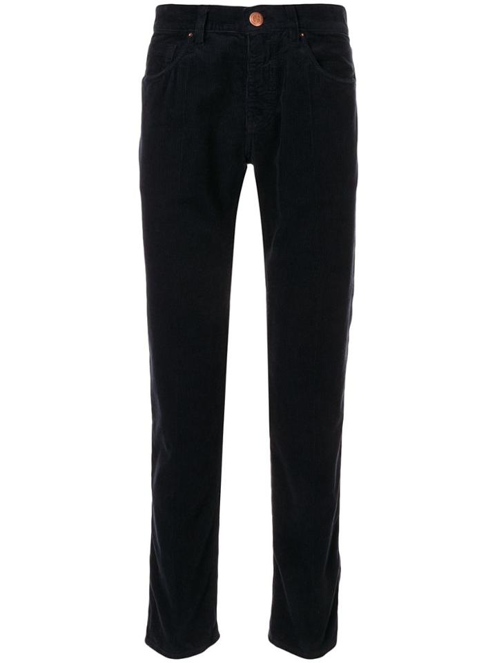 Giorgio Armani Slim Corduroy Trousers - Black
