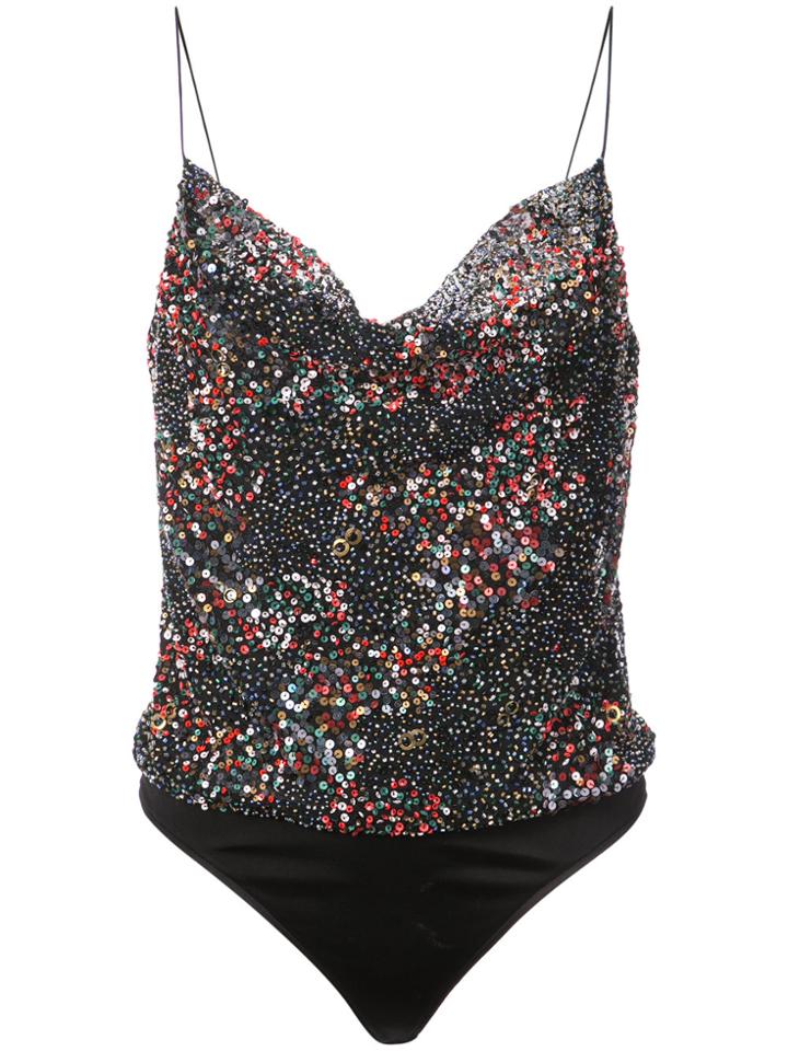 Cushnie Et Ochs Sequinned Cowl Neck Body - Black