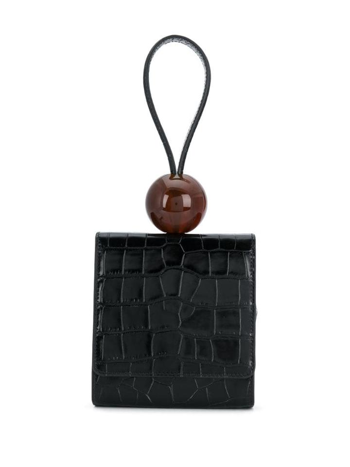 By Far Crocodile Effect Clutch Bag - Black