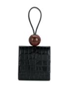 By Far Crocodile Effect Clutch Bag - Black