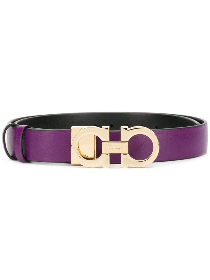 Salvatore Ferragamo Gold Tone Buckle Belt - Purple