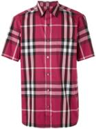 Burberry - Checked Shirt - Men - Cotton/polyamide/spandex/elastane - M, Pink/purple, Cotton/polyamide/spandex/elastane