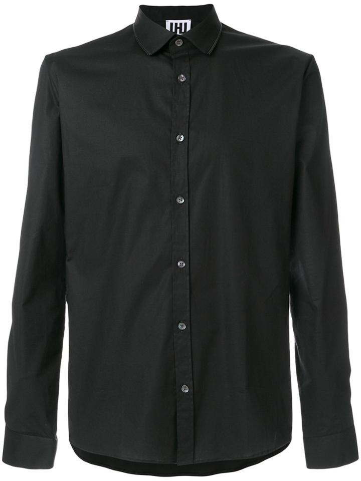 Les Hommes Urban Zip Collar Detail Slim Fit Shirt - Black