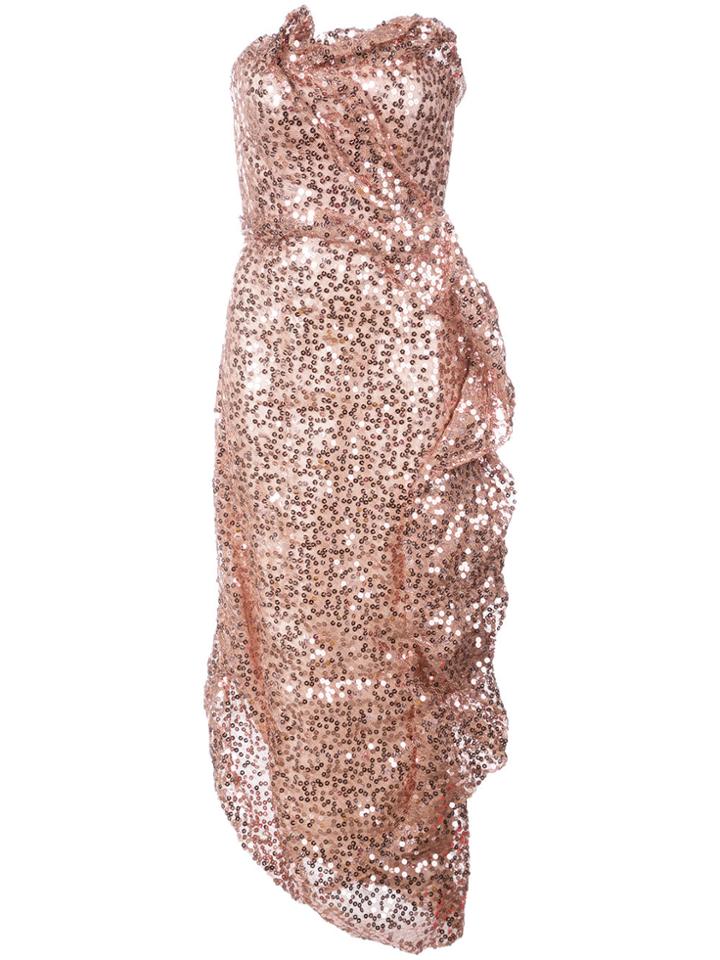 Rubin Singer Ruffled Sequin Gown - Brown