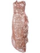 Rubin Singer Ruffled Sequin Gown - Brown