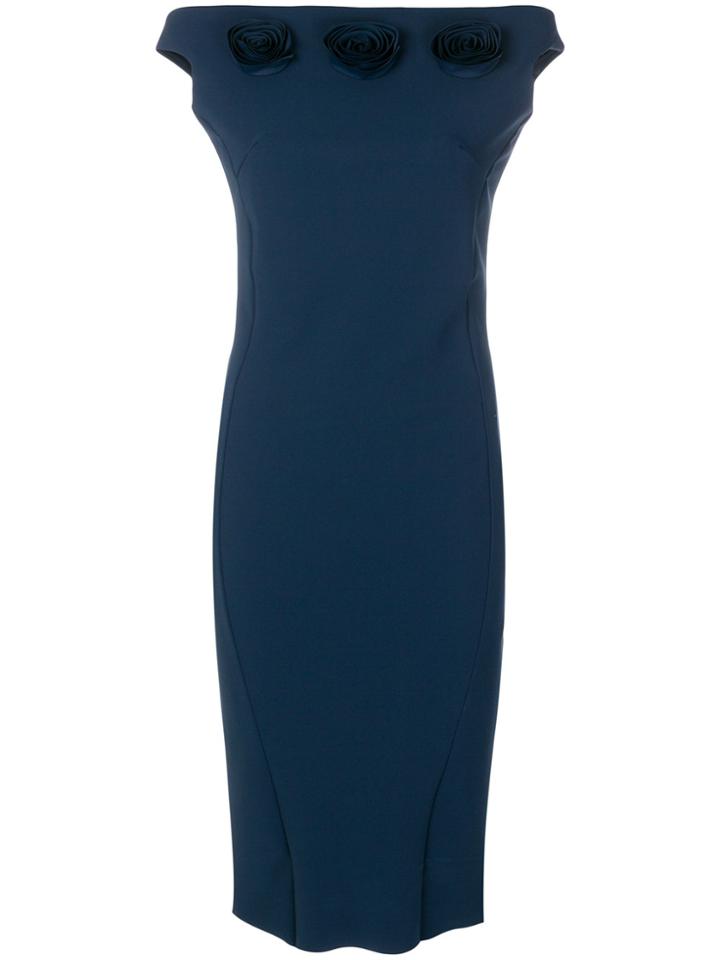 Chiara Boni La Petite Robe Strapless Floral Fitted Dress - Blue