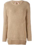 No21 Glittery Tail Hem Pullover, Women's, Size: 42, Nude/neutrals, Polyamide/polyester/acetate/virgin Wool