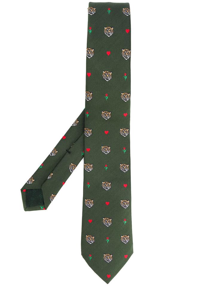 Gucci Tiger Heart Tie - Green
