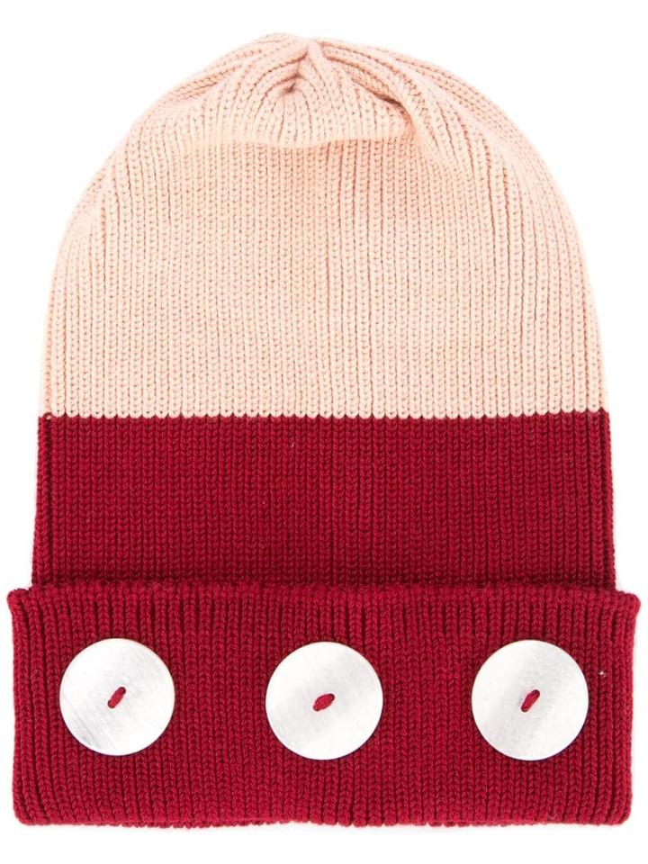 0711 Button Beanie - Pink