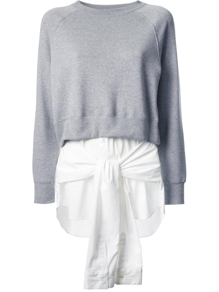 Maison Mihara Yasuhiro Layered Tied Detail Sweatshirt, Women's, Size: 36, Grey, Cotton