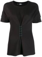 Karl Lagerfeld Peplum T-shirt With Hook & Eye Detailing - Black