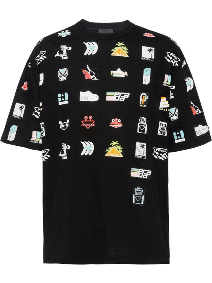 Prada Sticker Patch T-shirt - Black