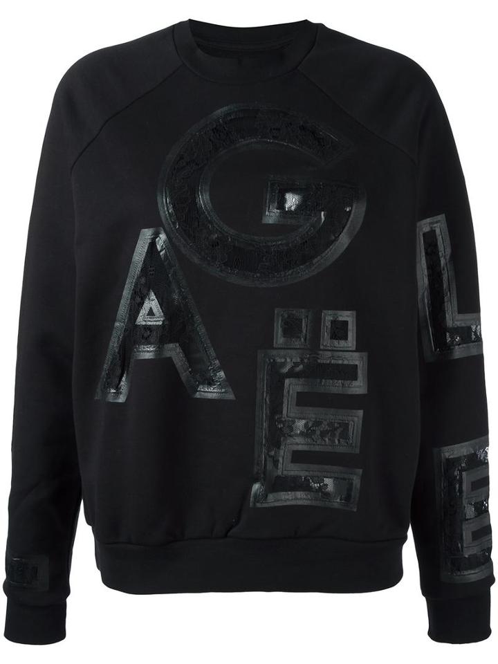 Gaelle Bonheur Lace Letter Insert Sweatshirt, Women's, Size: 1, Black, Cotton