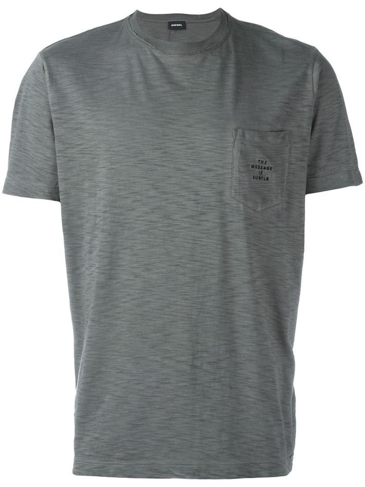 Diesel Chest Pocket T-shirt, Men's, Size: Large, Grey, Cotton