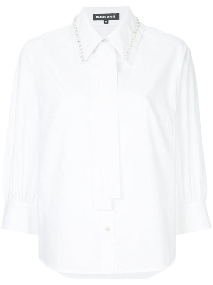 Markus Lupfer Tie Neck Embellished Shirt - White
