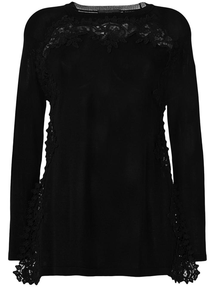Ermanno Scervino Lace Trim Top - Black