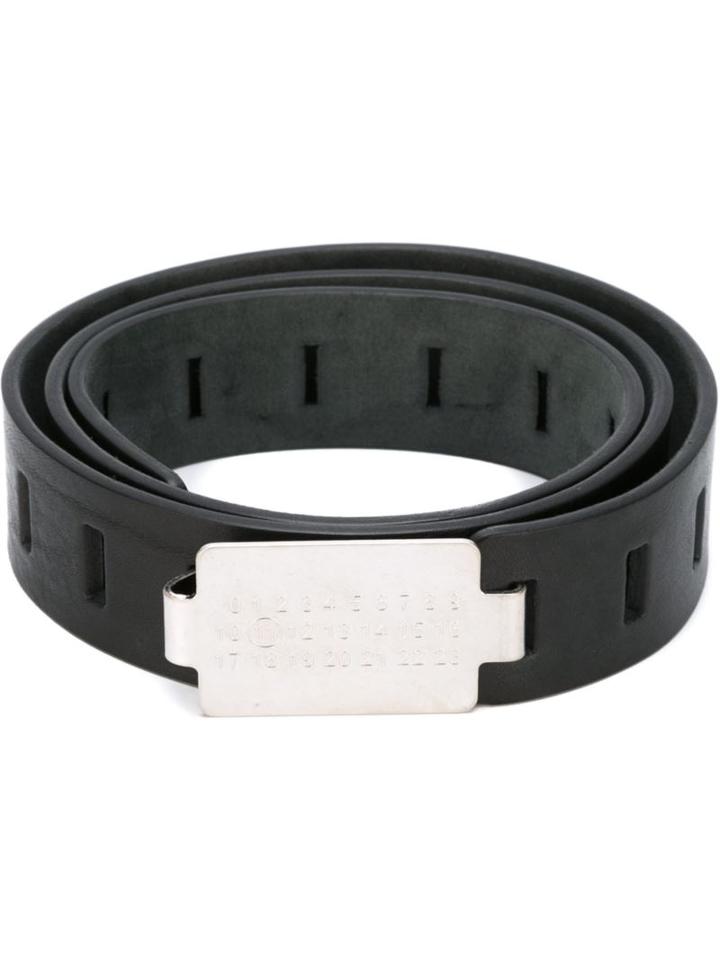 Maison Margiela Engraved Buckle Belt, Men's, Size: 90, Black, Leather