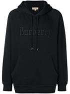 Burberry Logo Embroidered Hoodie - Black