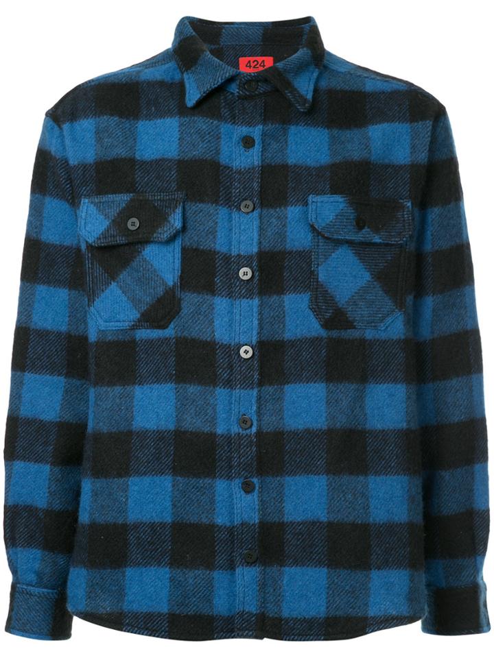 424 Fairfax Checked Flannel Shirt - Blue