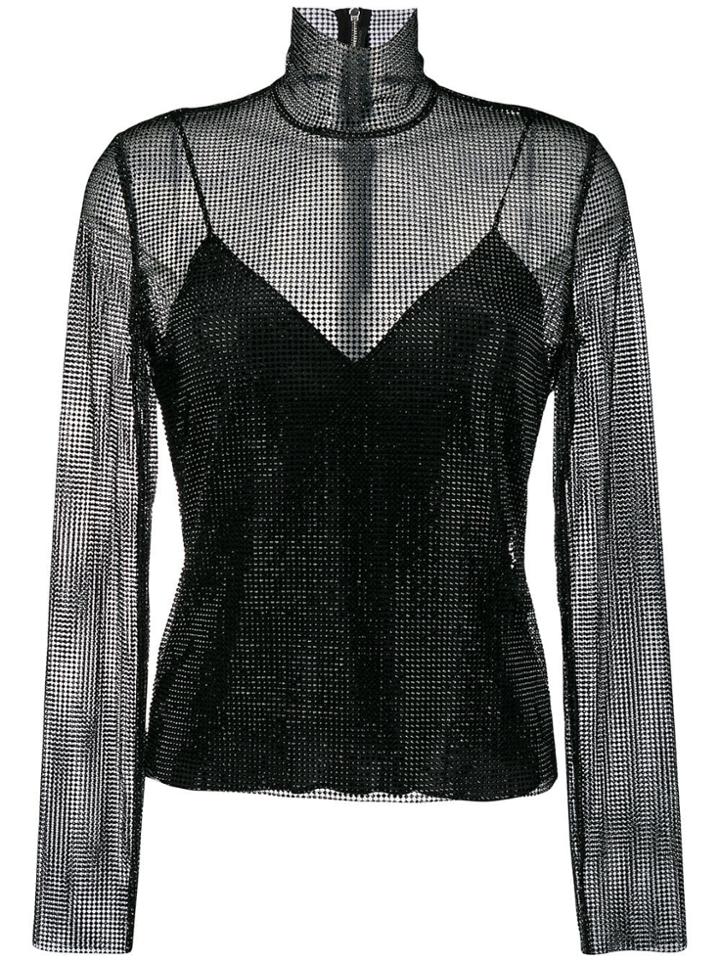Ermanno Scervino Crystal Mesh Top - Black