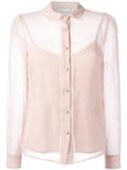 Red Valentino Lace Edging Sheer Shirt, Women's, Size: 42, Pink/purple, Silk/polyamide