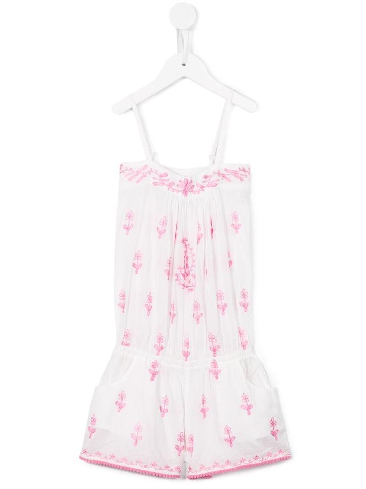 Elizabeth Hurley Beach Kids - Embroidered Playsuit - Kids - Cotton - 3 Yrs, White