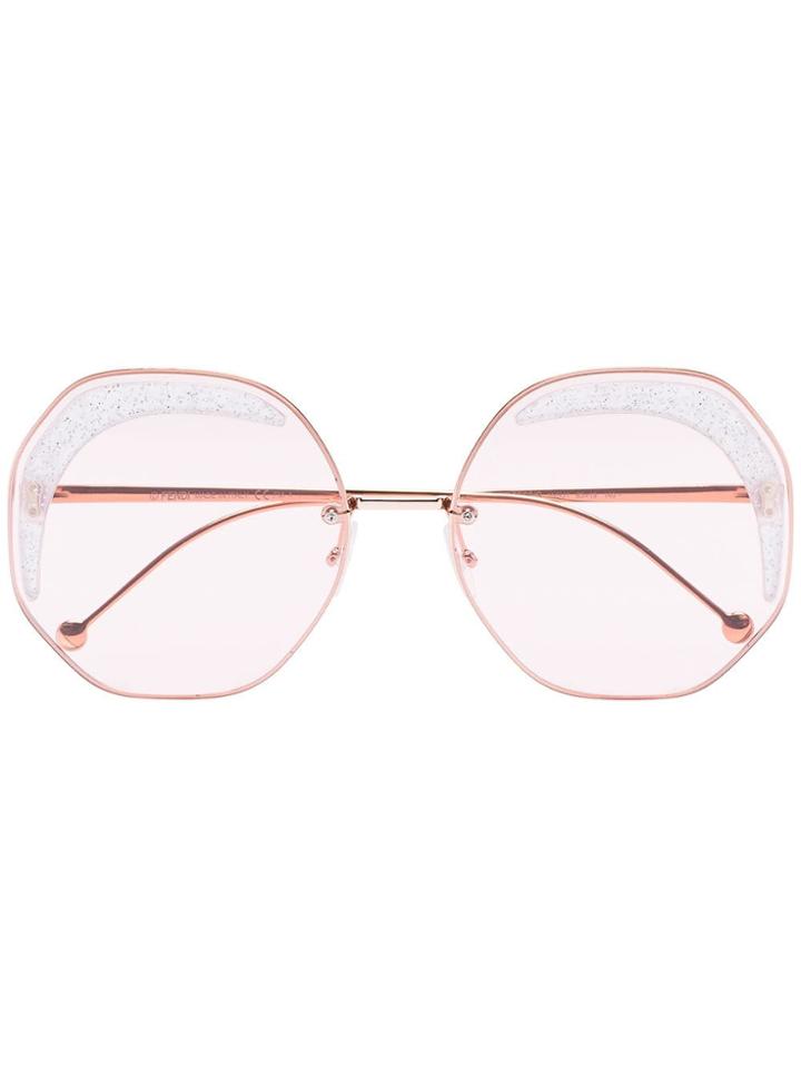 Fendi Eyewear Pink Fendi Glass Hexagon Metal Sunglasses