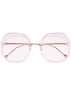 Fendi Eyewear Pink Fendi Glass Hexagon Metal Sunglasses