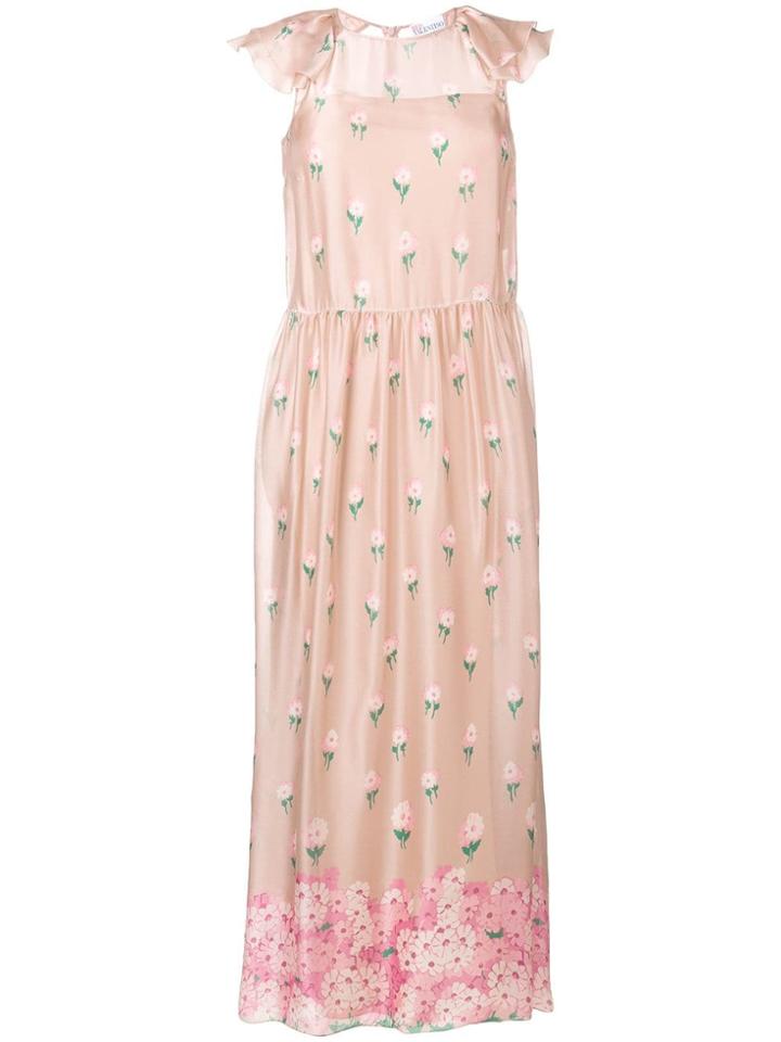 Red Valentino Floral Print Maxi Dress - Pink