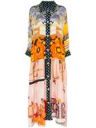 Rianna + Nina Polka Dot And Floral Print Silk Maxi Dress -